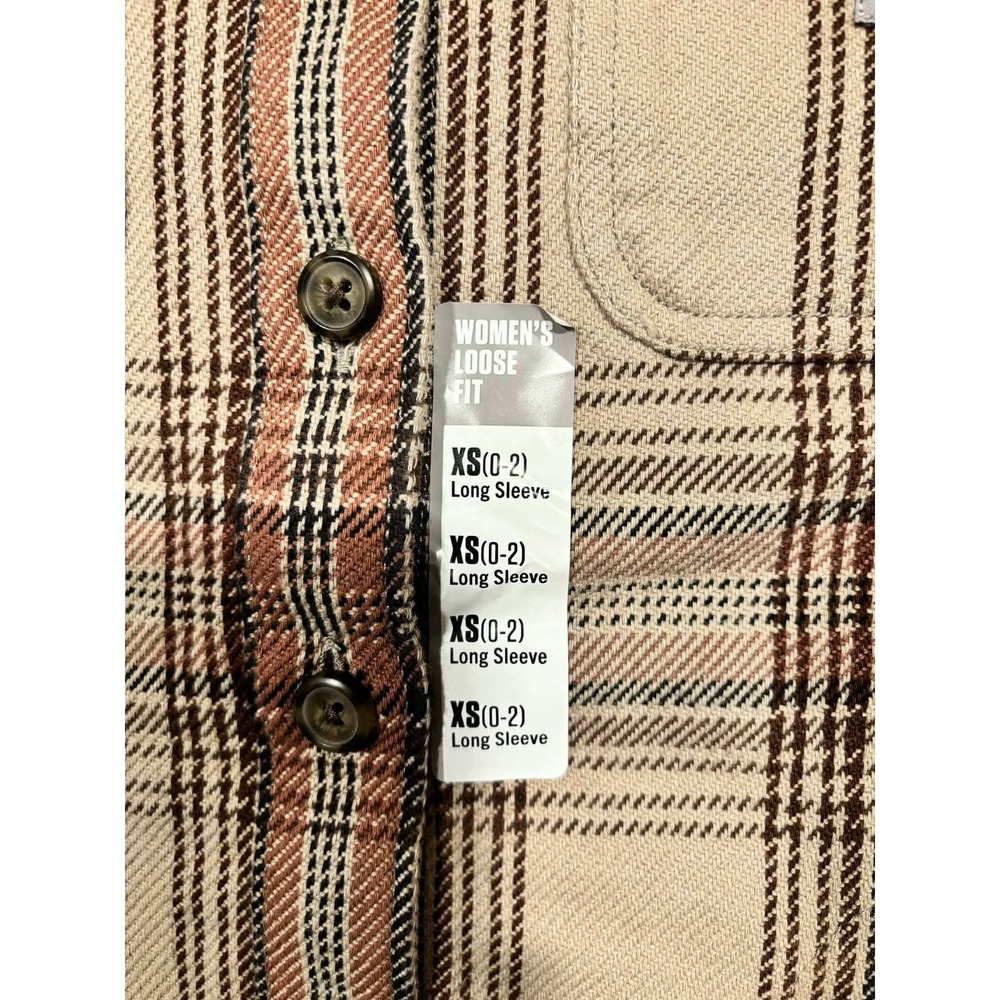 Carhartt Women Loose Fit Twill Shirt Jac Plaid XS TW5991-W Brown Tan New - Picture 4 of 11